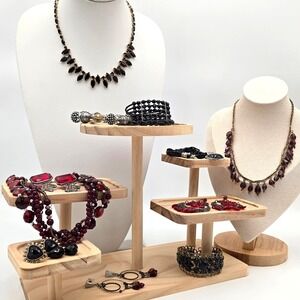 Crimson Grace Jewelry Lot 12pc Red Black Statement Necklace Earrings